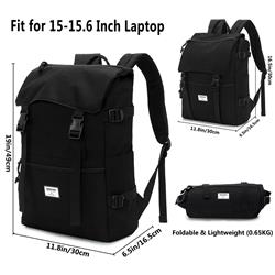 KINGSLONG - Sac à dos en polyester de 15,6 po, noir