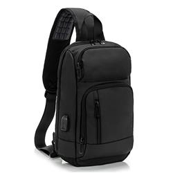 KINGSLONG 11" Waterproof Shoulder Backpack, USB Charging Port, Black