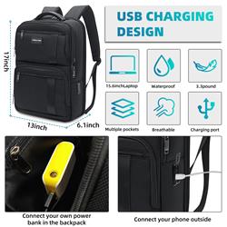 KINGSLONG 15.6" Waterproof Laptop Travel Backpack , Black