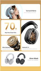 AWEI AT7 Silver Surround Sound Wireless Headphone