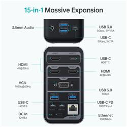 Choetech 15-in-1 USB-C 100W Quadruple Display Docking Station