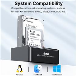 iCAN RSH-DS01 Station d'accueil pour disque dur SATA double baie USB 3.0(Open Box)