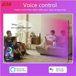 iCAN Smart Corner Floor Lamp, Music Sync, Remote Control.