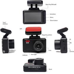 iCan 4K UHD Dashcam with Rear Camera, Sony Sensor, GPS.(Open Box)