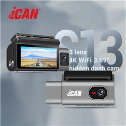 iCAN Dash Camera, Front and Rear Camera, 3.69 Inch IPS Touch Screen(Open Box)