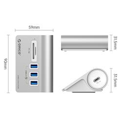 ORICO HUB en alliage d'aluminium à 3 ports USB3.2 Type-A avec lecteur