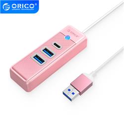 ORICO 3-Port USB3.0-A*2 & Type-C*1 Hub - Entrée USB A - Rose