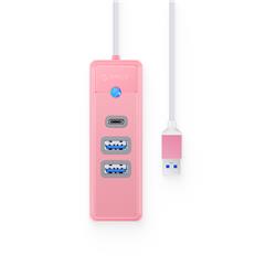 ORICO 3-Port USB3.0-A*2 & Type-C*1 Hub - Entrée USB A - Rose