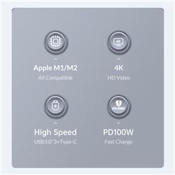 ORICO 8-in-1 100W Type-C 5Gbps Multi-function Docking Station