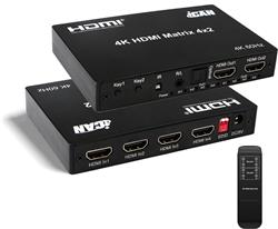 iCAN HDMI Matrix 4X2 4K@60Hz with Audio 3.5mm Stereo Toslink Output