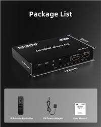 iCAN HDMI Matrix 4X2 4K@60Hz with Audio 3.5mm Stereo Toslink Output