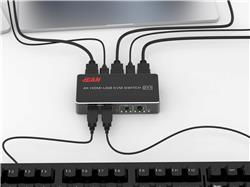 iCAN HDMI USB KVM Switch 2x1 with Switch Extension, 4K@60Hz
