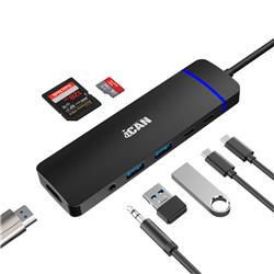 iCAN station d'accueil 8-en-1 100 W Type-C 10 Gbit/s avec lumière LED