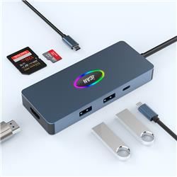iCAN 7-in-1 Type-C Docking Station with Screen On/Off Quick Button