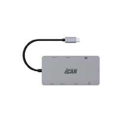 iCAN 9-in-1 Triple Display Docking Station with 8K Type-C Video Out