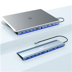 iCAN 12-in-1 USB-C 3.1 Dual 4K HDMI Docking Station with LED Light