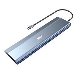 iCAN 12-in-1 USB-C 3.1 Dual 4K HDMI Docking Station with LED Light
