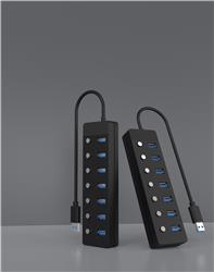 iCAN Hub USB-A vers 7 ports USB 3.0 avec interrupteur individuel