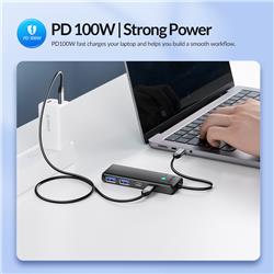 ORICO Hub USB-C 4 ports 100 W avec câble de 1,64 pi