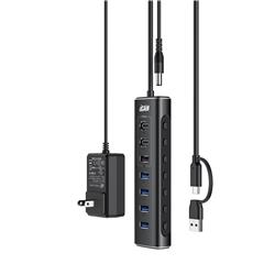 iCAN Hub alimenté USB 3.2 à 7 ports 10 Gbit/s avec adaptateur 12 V 2 A