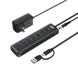 iCAN Hub alimenté USB 3.2 à 7 ports 10 Gbit/s avec adaptateur 12 V 2 A