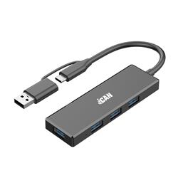 iCAN Hub USB 3.0 Ultra Slim 4 ports avec double entrée USB-A/C