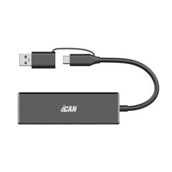 iCAN Hub USB 3.0 Ultra Slim 4 ports avec double entrée USB-A/C
