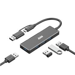 iCAN Hub USB 3.0 Ultra Slim 4 ports avec double entrée USB-A/C