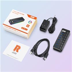iCAN 7-Port Powered USB 3.0 Hub with Individual On/Off Switches