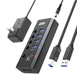 iCAN Hub USB 3.0 à 5 ports, câble de 1 m et adaptateur secteur 24 W