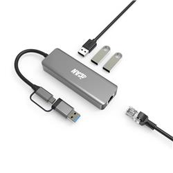 iCAN Hub Ethernet USB 3.0 4-en-1 avec deux connecteurs USB-A/C