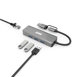 iCAN Hub Ethernet USB 3.0 4-en-1 avec deux connecteurs USB-A/C