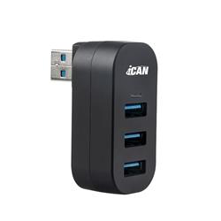 iCAN 3-Port USB 3.0 Rotatable 180 Degree Mini Data Hub(Open Box)