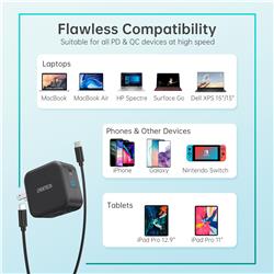 Choetech Chargeur USB-C GaN PD 61 W avec câble USB-C de 150 cm