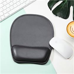 iCAN Leather Mousepad w/ Wrist Rest, Memory Foam, Black