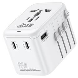 iCAN 65W 4-Port Universal Travel Adapter with 3 USB-C and 1 USB-A