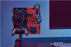 ICAN 2-Piece Desk Mounted Rotating Pegboard, Black & Red