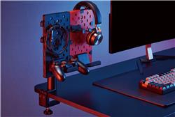 ICAN 2-Piece Desk Mounted Rotating Pegboard, Black & Red