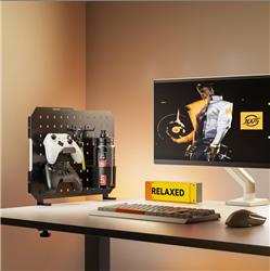 ICAN Clamp-On Desk Pegboard with LED Lighting & Accessories, Black