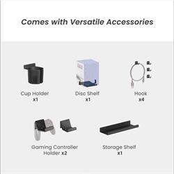 ICAN Clamp-On Desk Pegboard with LED Lighting & Accessories, Black