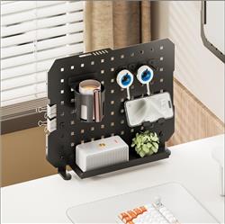 ICAN Clamp-On Desk Pegboard with LED Lighting & Accessories, Black
