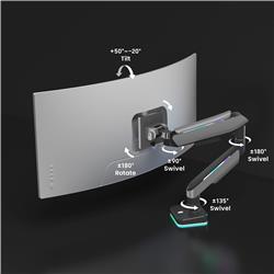 Bras de moniteur simple à ressort à gaz RGB robuste ICAN, compatible avec les modèles de 17 à 49 pouces