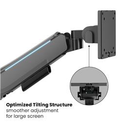 Bras de moniteur simple à ressort à gaz RGB robuste ICAN, compatible avec les modèles de 17 à 49 pouces