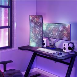 Bras double écran à ressort à gaz RGB robuste ICAN, compatible avec les modèles de 17 à 35 pouces(Open Box)