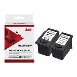 iCan Canon PG260XL Black and L261XL Tri-color Ink Cartridge