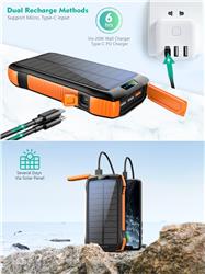 Choetech 20000mAh 45W Solar Wireless Power Bank, 4 Outputs + 2 Inputs(Open Box)