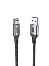 iCAN USB 2.0 Type-A Male to Mini B Male Cable, 5V/0.5A, 10ft