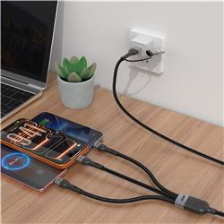 iCAN USB 2.0 3 in 2 Cable, 100W, 4ft