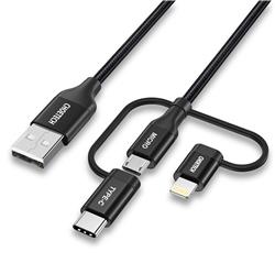 Choetech MFi 3 in1 nylon charging cable, 1.2m (4ft)