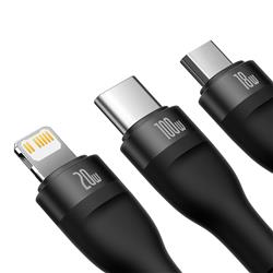 Baseus Two-for-three Charging Cable U+C to M+L+C 100W